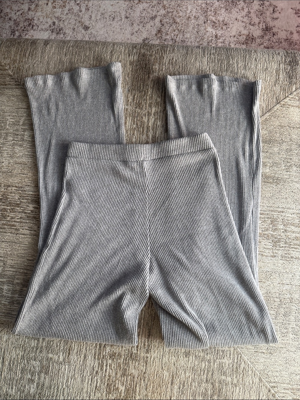 Gymshark Super Soft Straight Leg Pants Light Gray Ribbed Lounge Pants - Picture 2 of 5